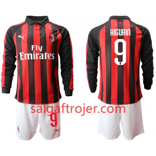 AC Milan Fodboldtrøjer HIGUAIN 9 Børn Hjemmebanesæt 2018/19 Langærmet AC Milan Fodboldtrøjer HIGUAIN 9 Børn Hjemmebanesæt 2018/19 Langærmet